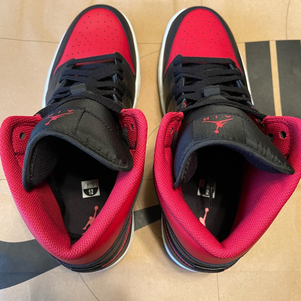 Air Jordan 1 Mid - Black, Summit White, Varsity Red - Size 12 - Picture 4 of 11